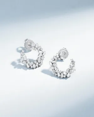 Classic Diamond Sideways Cluster Mini Hoops