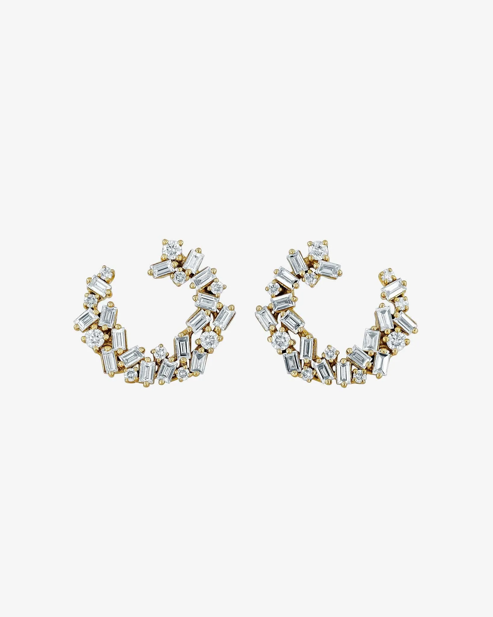 Classic Diamond Sideways Cluster Mini Hoops