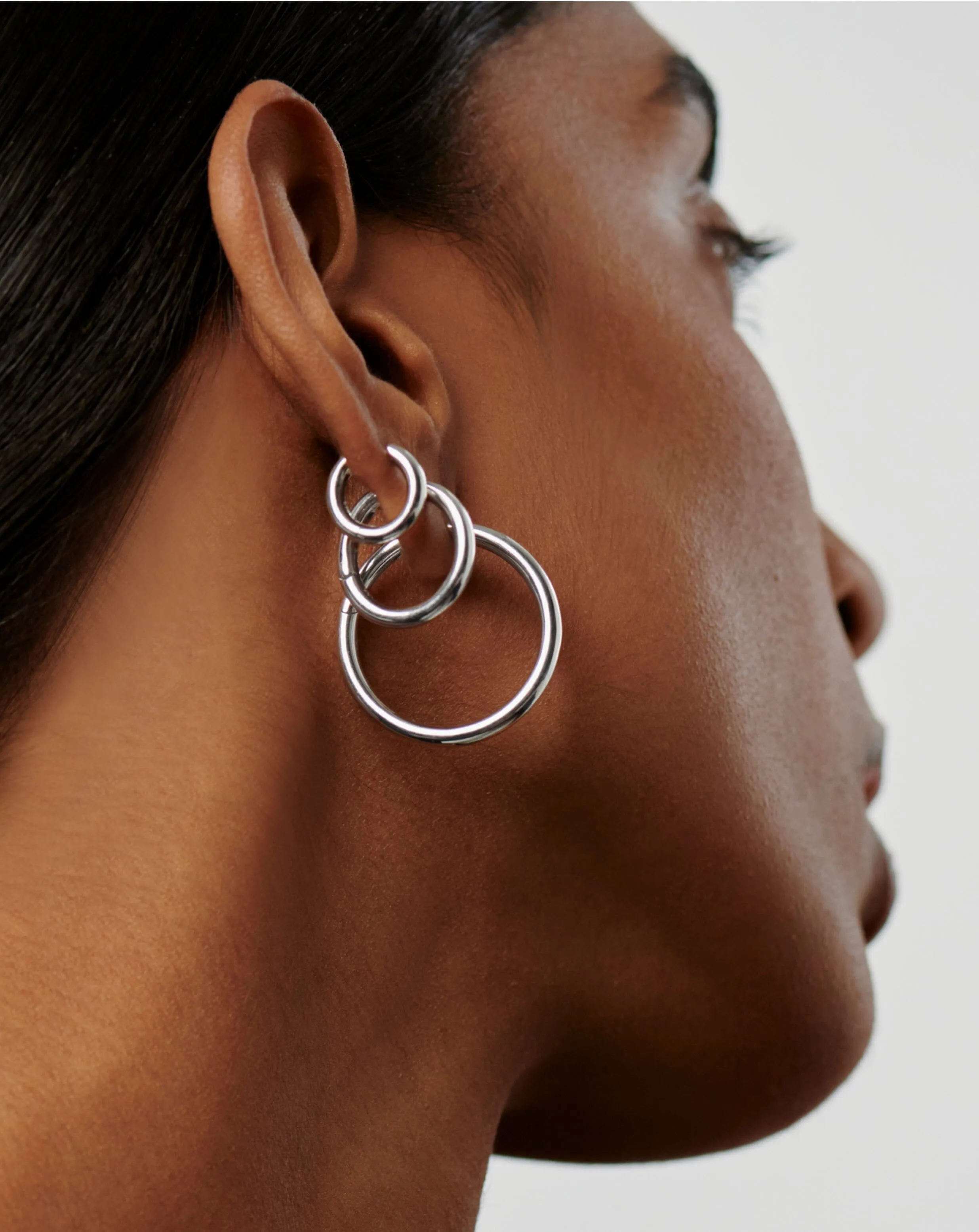 Classic Tunnel Large Hoop Earrings | Silver Plated