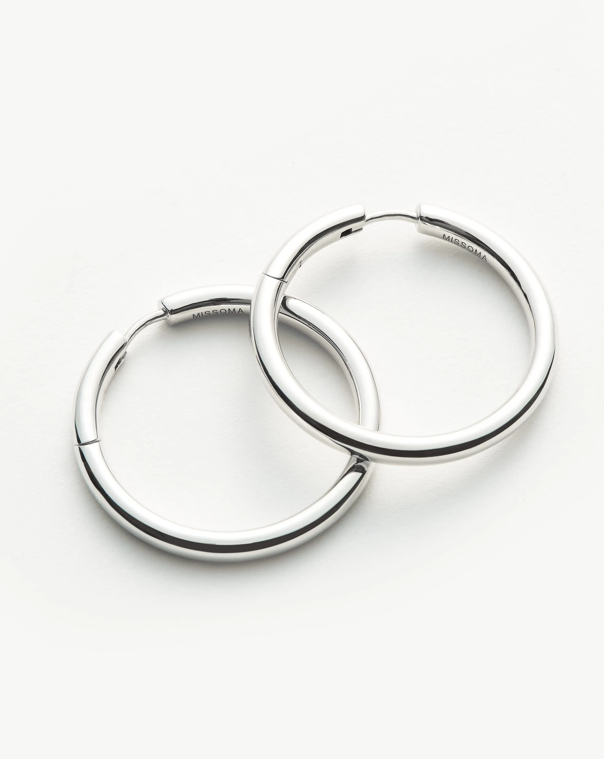 Classic Tunnel Large Hoop Earrings | Silver Plated