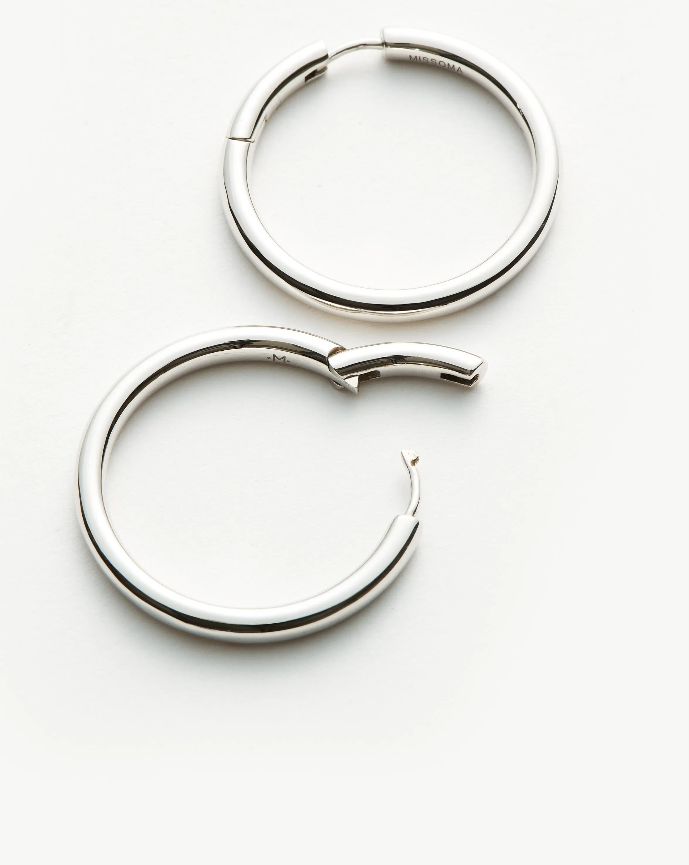 Classic Tunnel Large Hoop Earrings | Silver Plated