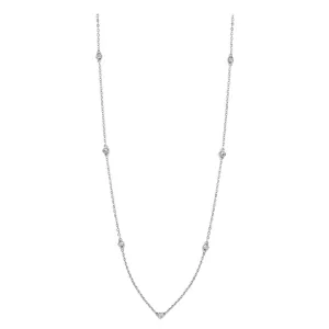 Clear CZ Accented Long  Necklace