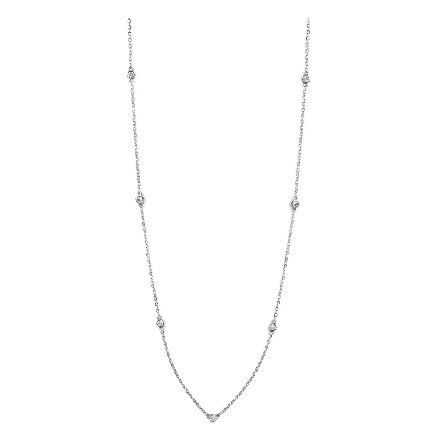 Clear CZ Accented Long  Necklace