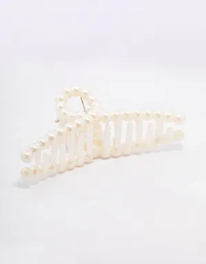 Cream Pearl Twisted Hair Claw Clip