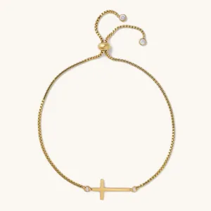 Cross Gold Slider Bracelet