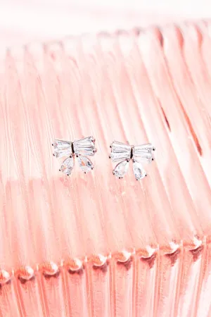 Crystal Avenue Regan Crystal Silvertone Bow Earrings