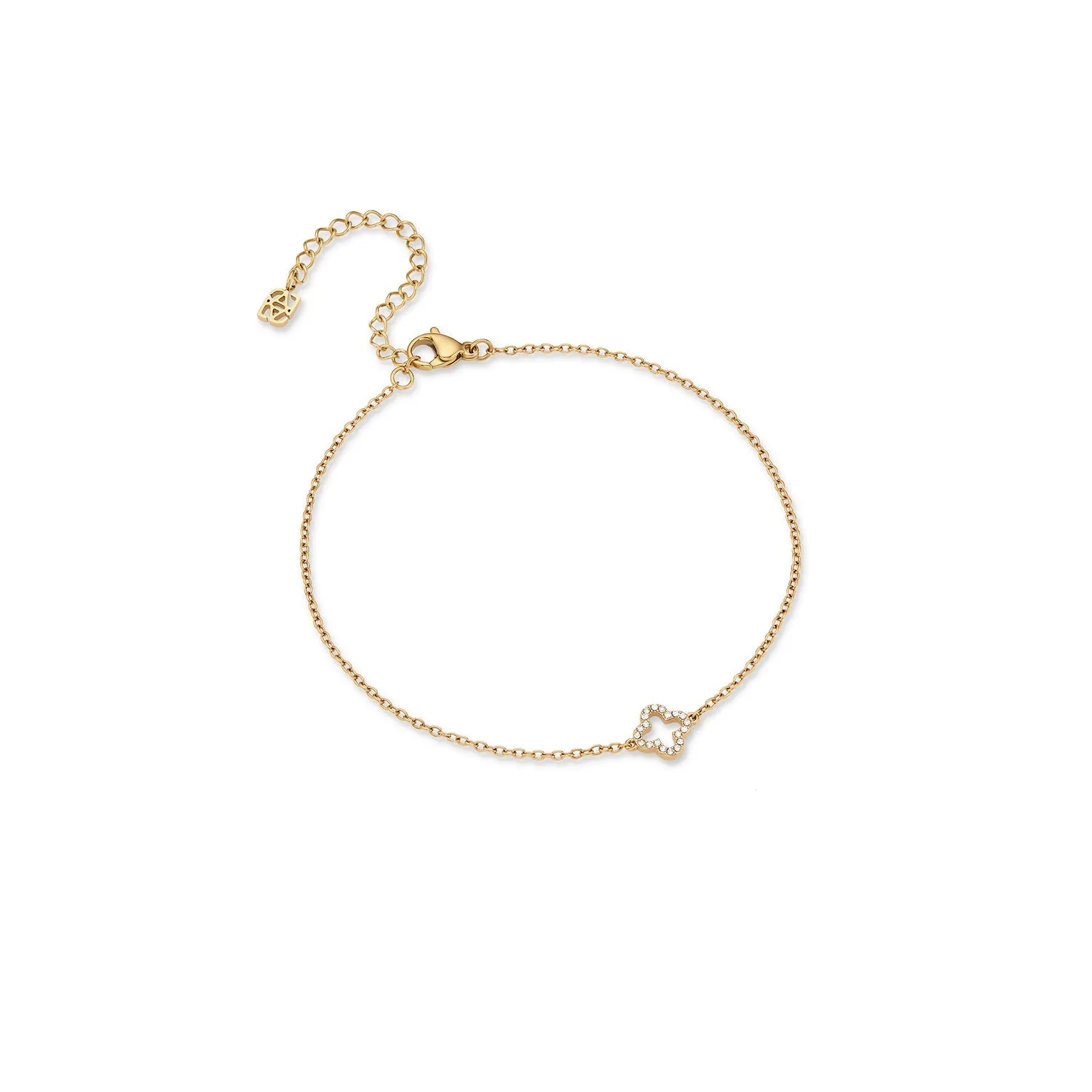 Crystal Clover Anklet (Gold)