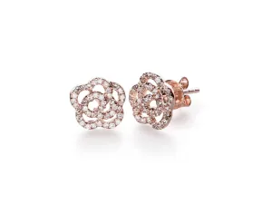 Diamond Rose Stud Earrings