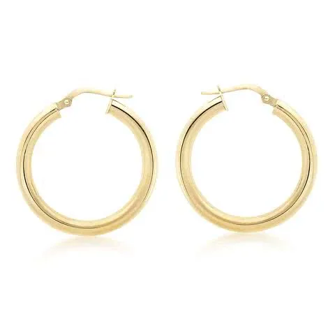 Duo Solid 9ct Yellow Gold Classic Hoops (15mm)