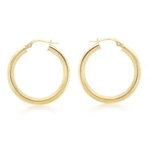 Duo Solid 9ct Yellow Gold Classic Hoops (15mm)