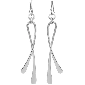 Ear Sense Earring F290 Silver, Crossover Drop on a French Hook