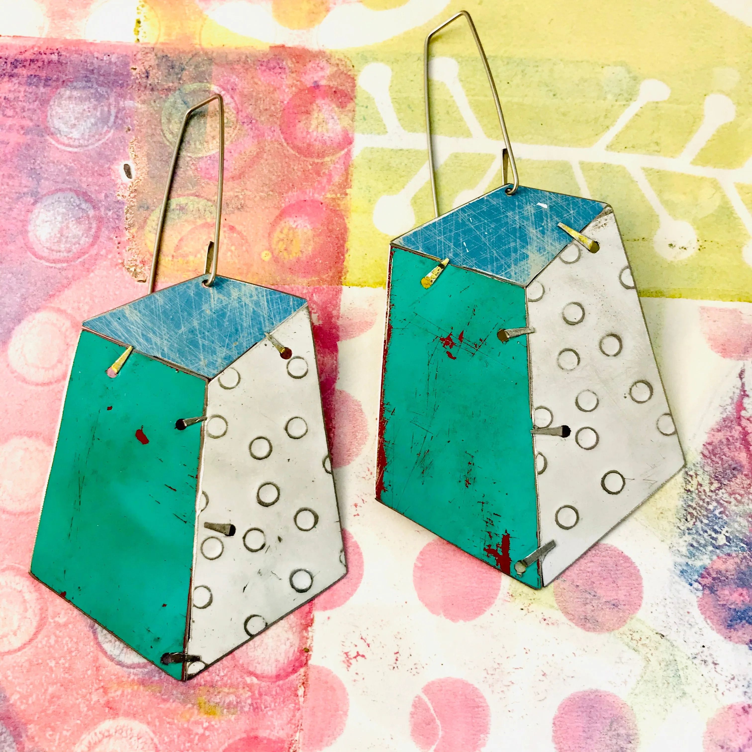 Edifice Turquoise Upcycled Tin Earrings