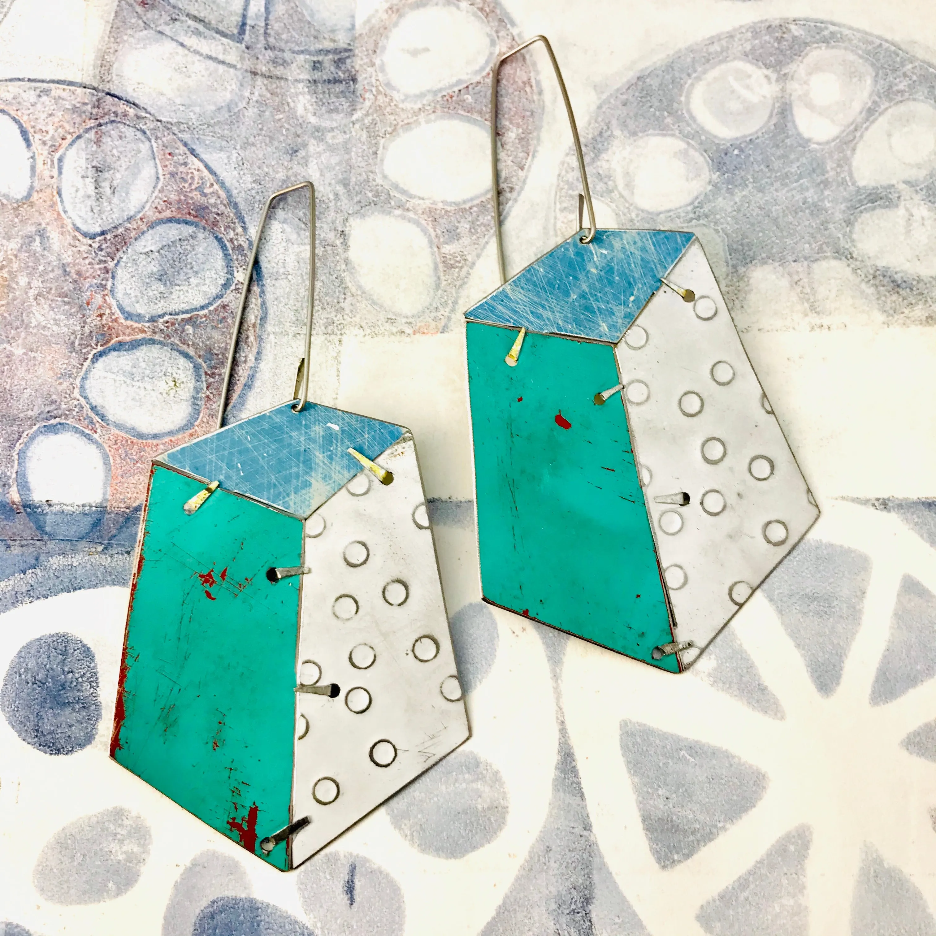 Edifice Turquoise Upcycled Tin Earrings