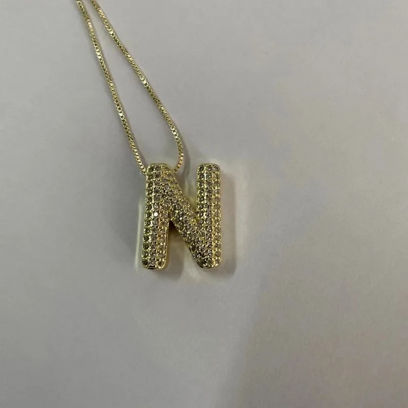 Elegant Luxurious Classic Style Letter Copper 14k Gold Plated Zircon Pendant Necklace In Bulk