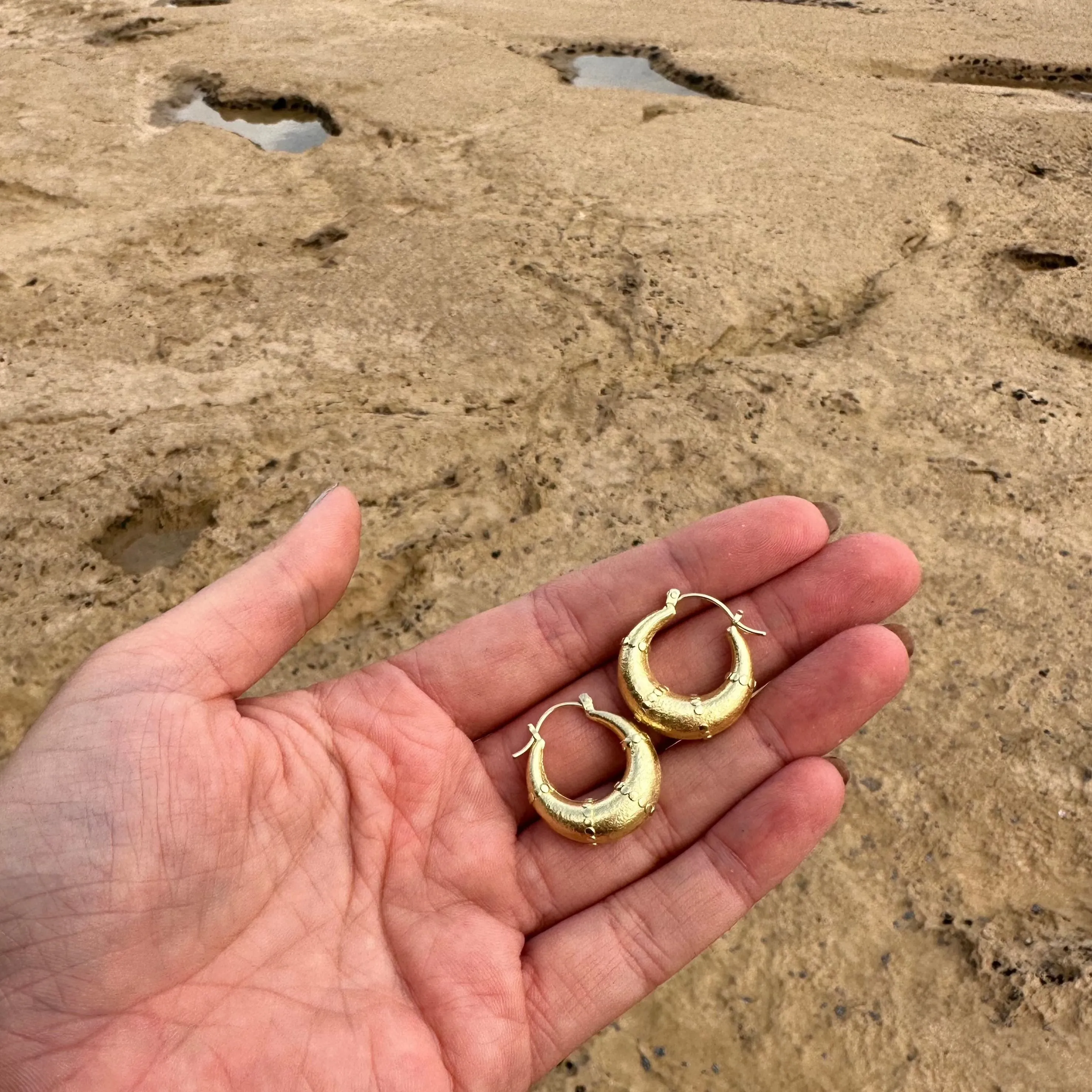 Esmeralda Gold Hoops