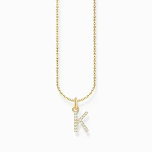 Essentials Gold Plated With Zirconia letter K Pendant Necklace KE2250-414-14-L45V