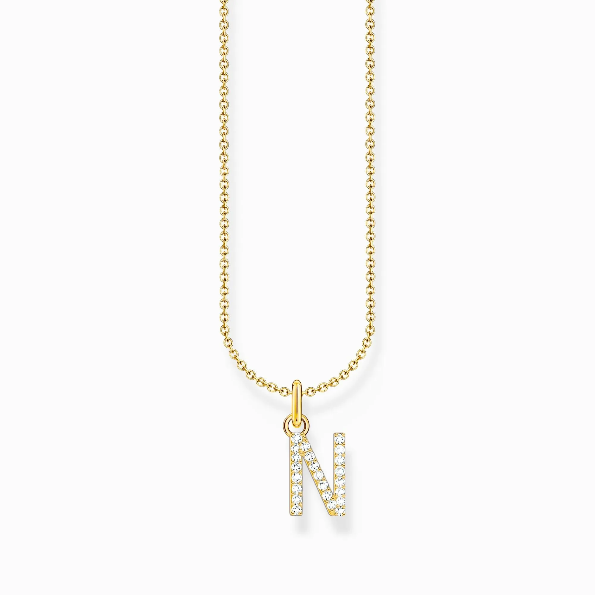 Essentials Gold Plated With Zirconia letter N Pendant Necklace KE2253-414-14-L45V