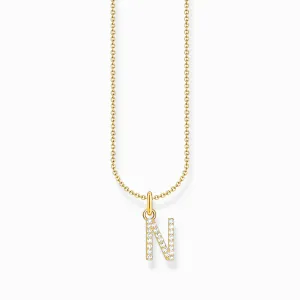 Essentials Gold Plated With Zirconia letter N Pendant Necklace KE2253-414-14-L45V