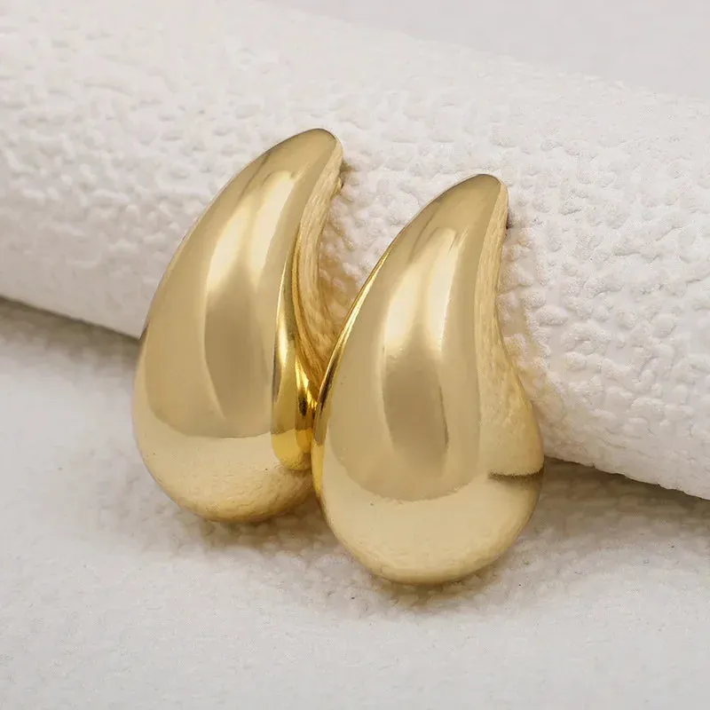 Exaggerate Gold Color Oversize Thick Stainless Steel Earring