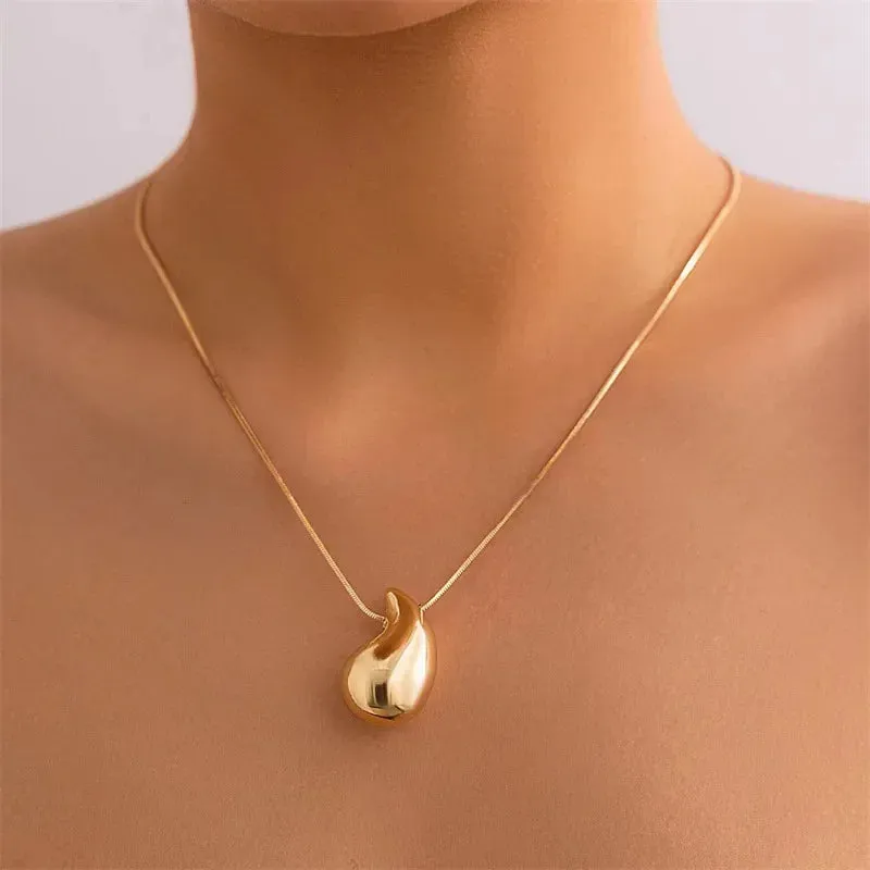 Exquisite Snake Chain Pendant Choker Necklace Vintage Tear Aesthetic Jewelry Set Earring