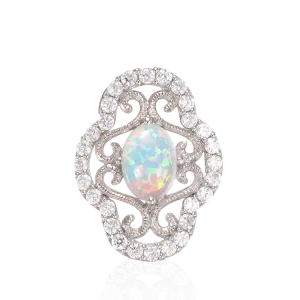 Floating Arabesque Filigree Opal Pendant