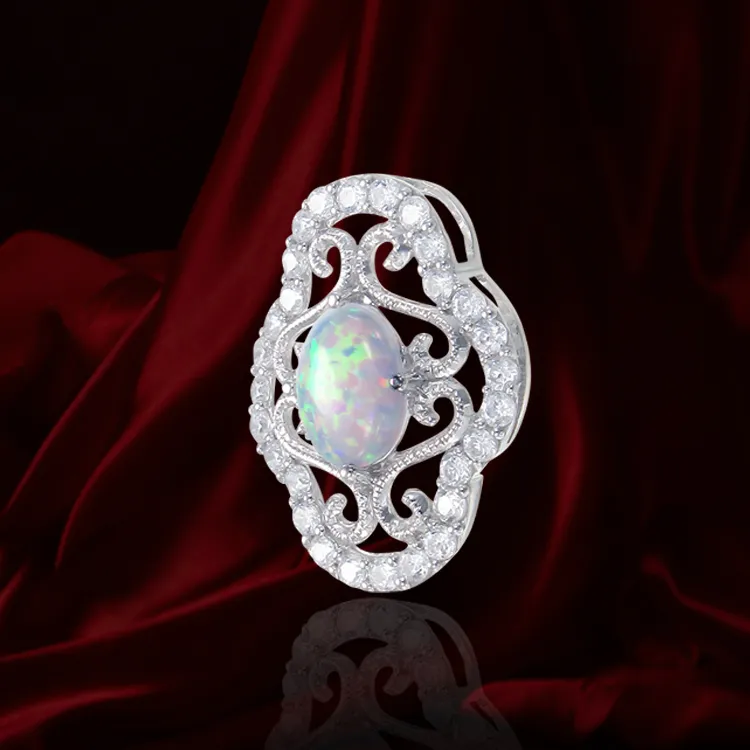 Floating Arabesque Filigree Opal Pendant