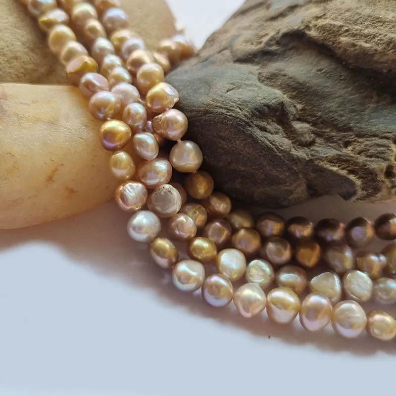 Freshwater, Pear, Real, Pearl, Sold, Per, Line, about,  65 Beads, String, Nugget Natural, Color Size, Approximately 6~8mm