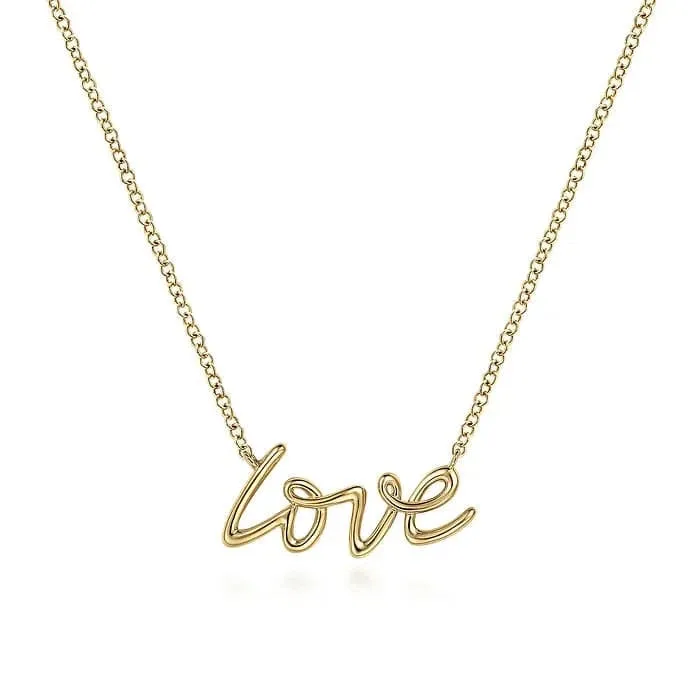 Gabriel & Co. Yellow Gold Love Necklace