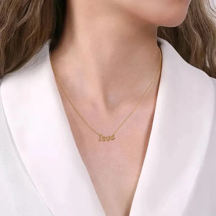 Gabriel & Co. Yellow Gold Love Necklace