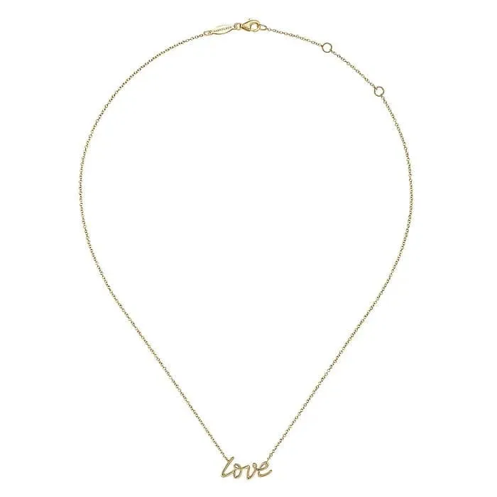 Gabriel & Co. Yellow Gold Love Necklace