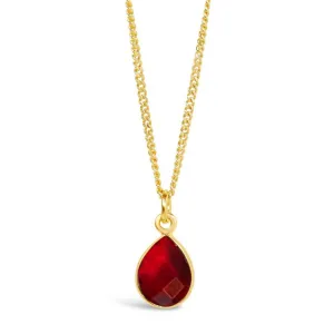 Garnet Charm Necklace | Gold | January