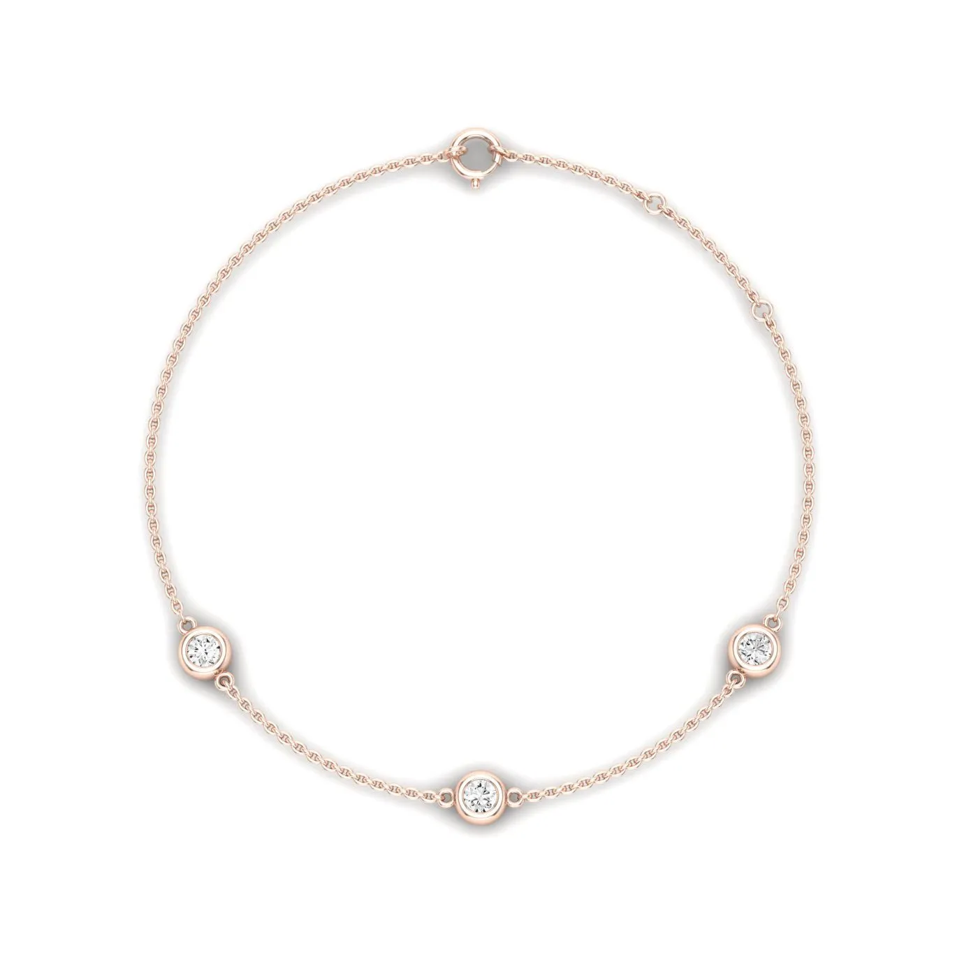 Geneva Trio Round Bezel Chain Moissanite Bracelet