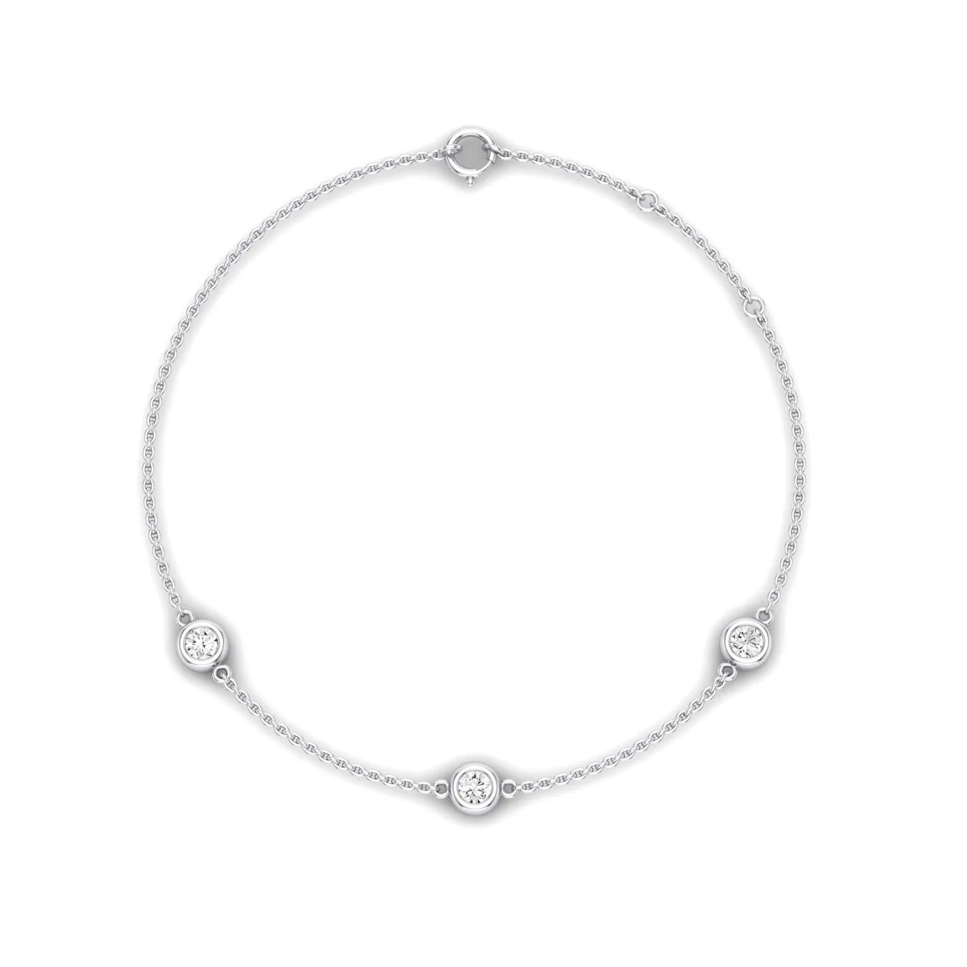 Geneva Trio Round Bezel Chain Moissanite Bracelet