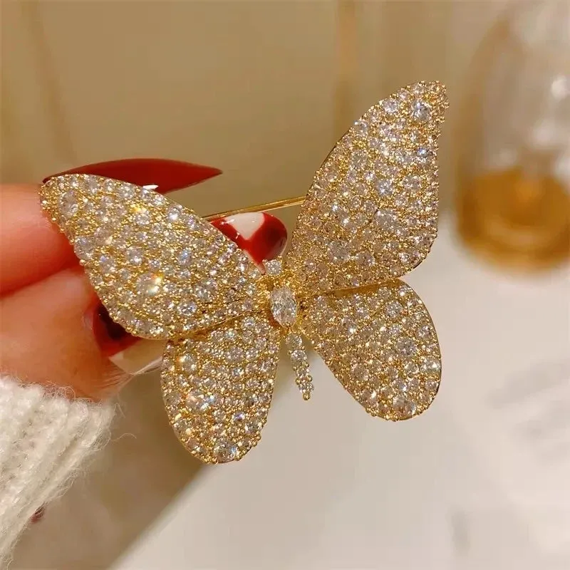 Gold Crystal Feather Brooches Safety Pins Jewelry