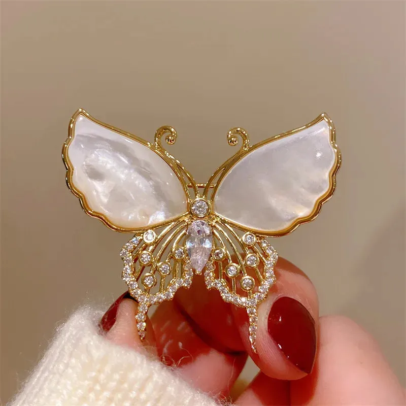 Gold Crystal Feather Brooches Safety Pins Jewelry