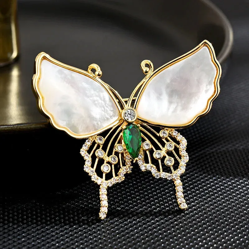 Gold Crystal Feather Brooches Safety Pins Jewelry