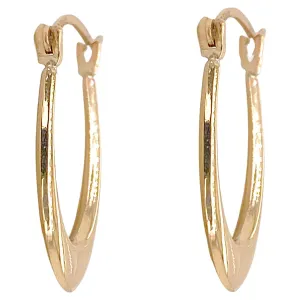 Gold Hoop Earrings Polished U Hoops, Elongated Oval Earrings, 14K Yellow Gold