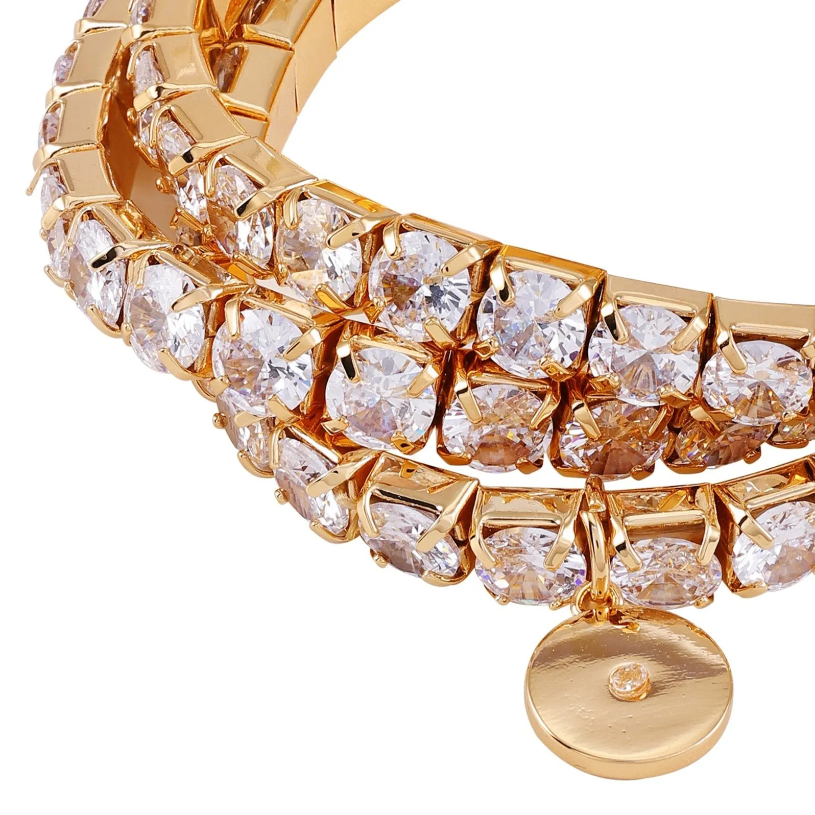 Goldtone 3 Piece Crystal Stone Stretch Bracelet Set