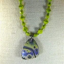 Handmade Green & Purple Artisan Pendant Necklace