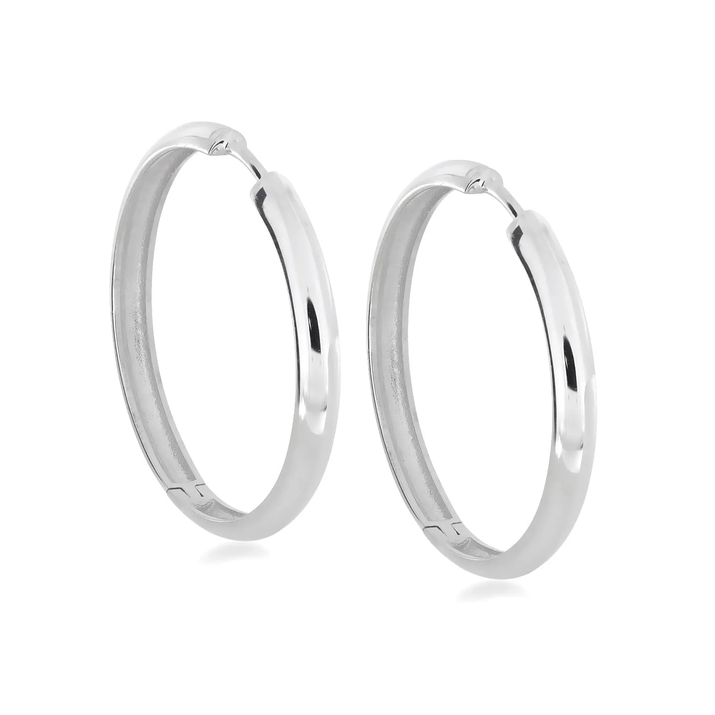 Hinge Hoop Earrings - Large Rounded