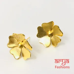 Ivanka Golden Flower Studs/ Fusion Earrings/Golden Flower Studs/Gold Plated Handmade Earrings