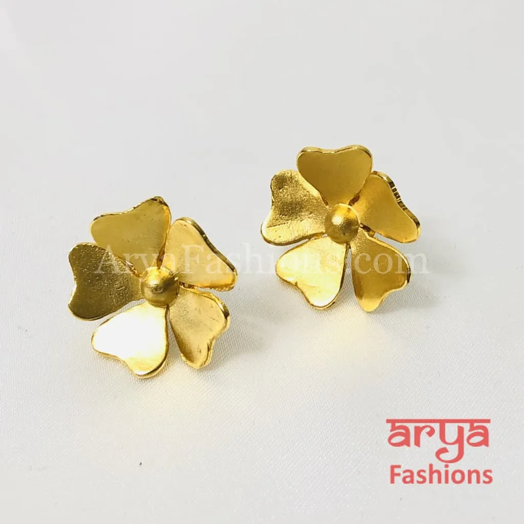 Ivanka Golden Flower Studs/ Fusion Earrings/Golden Flower Studs/Gold Plated Handmade Earrings