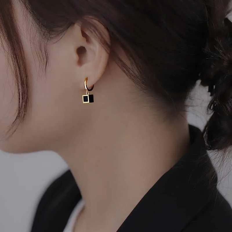 Just Lil Things  Black Hoop Earrings jlt11513