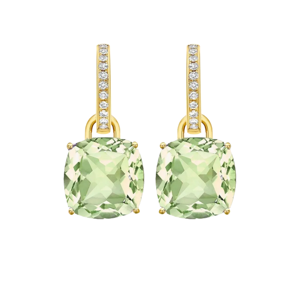 Kiki McDonough Classic Green Amethyst and Diamond  Earrings