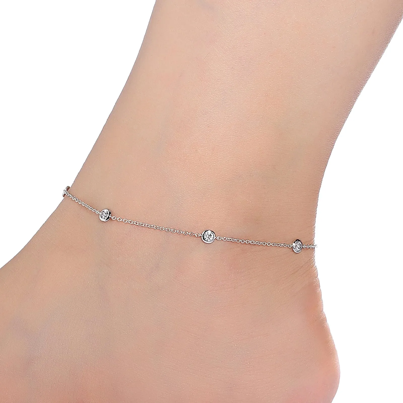 Lafonn Simulated Diamond Bezel-Set Station Anklet A0001CLP