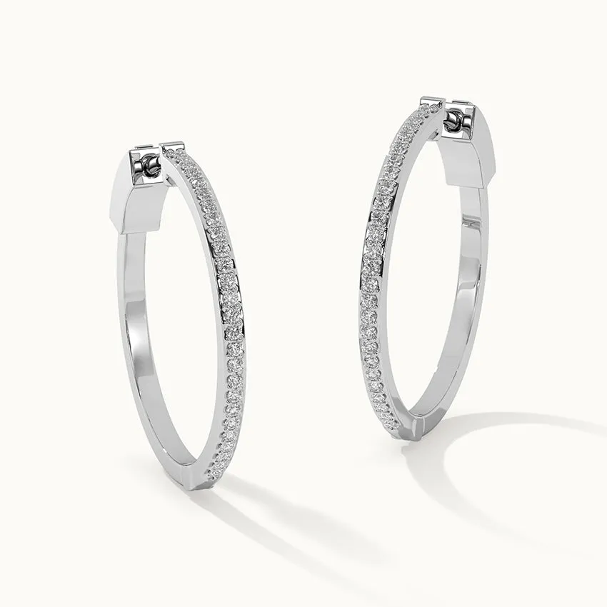 Large Pave Diamond Hoops