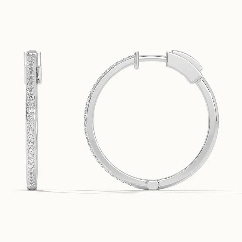 Large Pave Diamond Hoops