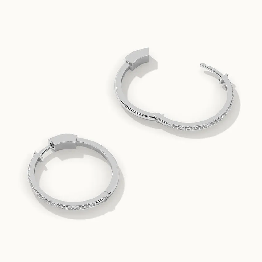 Large Pave Diamond Hoops