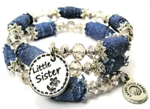 Little Sister Circle Blue Jean Beaded Wrap Bracelet