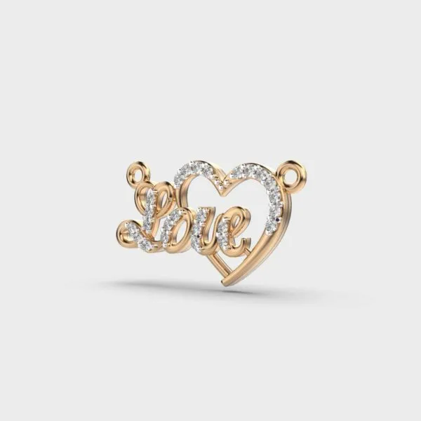 Love and Heart Gold Diamond Pendant (Without Chain)